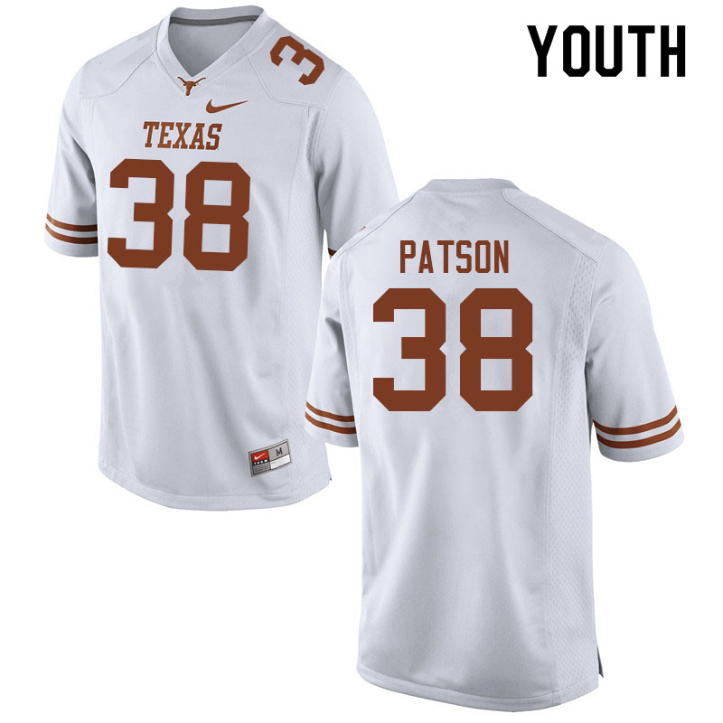 Youth #38 Remy Patson Texas Longhorns College Football Jerseys Sale-White